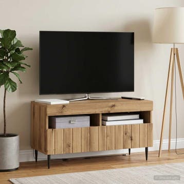 vidaXL LED tv-meubel ZWOLLE 81 x 35 x 43 cm Artisanaal eiken, Minder dan 50 cm, Verzenden, Nieuw, Minder dan 100 cm
