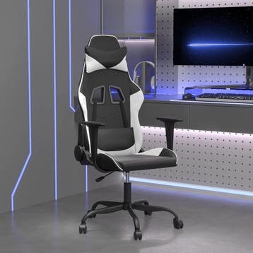 vidaXL Gamestoel kunstleer zwart en wit, Verzenden, Nieuw, Wit