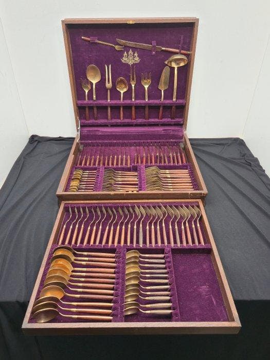 Bestekset - Messing, Hout, Antiek en Kunst, Antiek | Meubels | Tafels