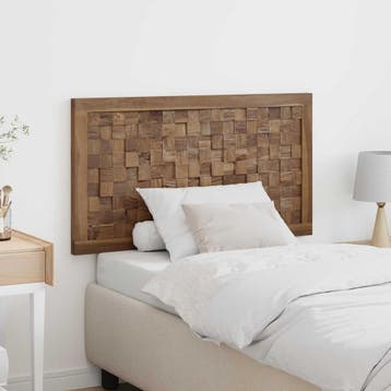 vidaXL Bed Hoofdbord Naturel Massief Teakhout, Verzenden, Nieuw, Bruin, Hout