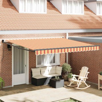 vidaXL Handmatige Zonnescherm 4 x 3 m Geel en oranje, Verzenden, Nieuw