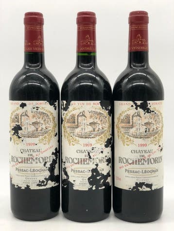 3 x 75cl Chateau de Rochemorin, Graves 1999 (Bordeaux, rood), Ophalen of Verzenden, Nieuw, Frankrijk, Rode wijn