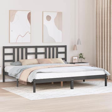 vidaXL Bedframe massief hout grijs 200x200 cm, Verzenden, Overige maten, 200 cm, Grijs