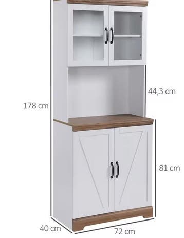 Keukenkast met Glazen Deuren en Aanrecht – 178x72x40 cm, Verzenden, Nieuw
