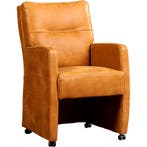 Leren eetkamerstoel Sharp - Kenia Cognac (cognac) - Met, Eigentijds, Modern, Bruin, Nieuw, Leer
