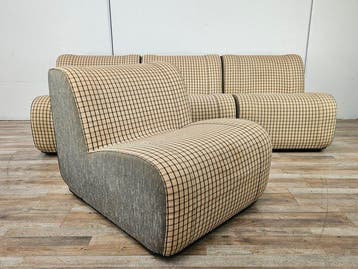 Fauteuil - Modulaire fauteuils in stof met ruitdessin -, Antiek en Kunst