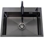 Spoelbak + keukenkraan | Gootsteen | RVS | 59x44cm | Zwart, Verzenden, Nieuw