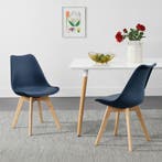 Eetkamerstoelen Fläten set van 2 stuks kunstleer blauw en na, Verzenden, Nieuw