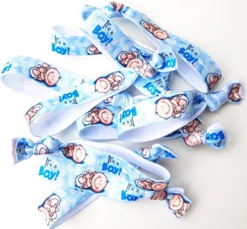 10 elastische armbanden/haarelastieken Its a Boy of GiHappy, Ophalen of Verzenden, Nieuw, Versiering, Geboorte of Huwelijk