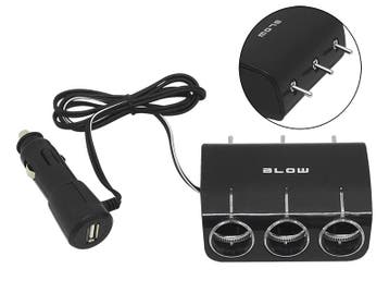Splitter Triple Sigarettenplug 12-24 Volt met 1x USB - Zwart, Ophalen of Verzenden, Nieuw