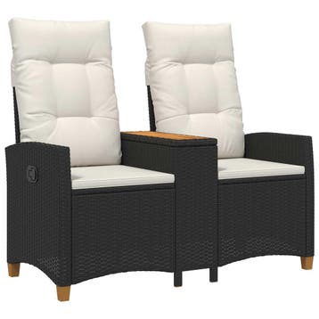 vidaXL Ligbank met tafel 2 -Seater 126 x 65 x 112 cm poly, Verzenden, Nieuw