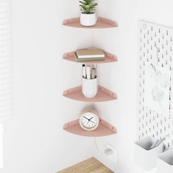 vidaXL Hoek Vloeiende Plank 4 st Roze 18 x 18 x 2 cm, Huis en Inrichting, Verzenden, Nieuw