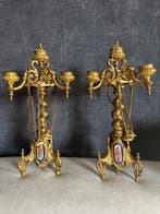 Kaarsenhouder - Verguld brons - Zeldzaam & met Wapenschild -