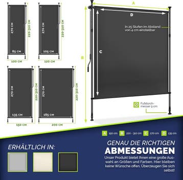 Klemluifel - Balkon luifel - Verticale luifel - 150x310 cm -, Verzenden, Zo goed als nieuw