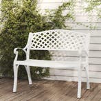 vidaXL Tuinbank 102 cm gietaluminium wit, Tuin en Terras, Verzenden, Nieuw, Aluminium
