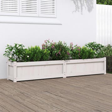 vidaXL Plantenbak 180x31x31 cm massief grenenhout wit, Tuin en Terras, Bloembakken en Plantenbakken, 100 cm of meer, Verzenden