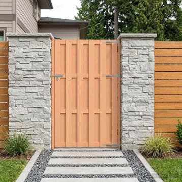 vidaXL Tuinpoort 100 x 180 cm WPC en Aluminium Bruin, Tuin en Terras, Tuinpoorten, Verzenden, Nieuw