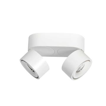 2dekans | Witte 2-lamps spot Fez 2674W dimbaar draaibaar en, Ophalen of Verzenden, Zo goed als nieuw