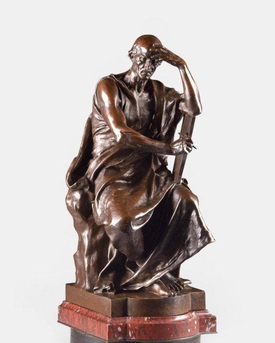 Paul Dubois (1827–1905) – LÉtude et la Méditation Frans, Antiek en Kunst, Antiek | Keramiek en Aardewerk