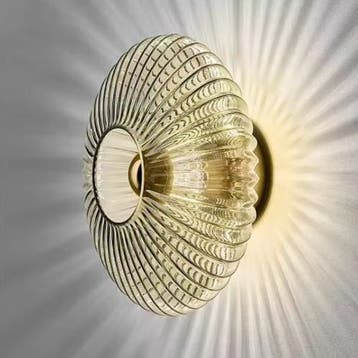 Glazen LED wandlamp modern rookgrijs cognac melkwit, Verzenden, Nieuw
