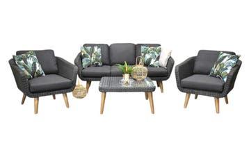 Milano Loungeset 3 zits + 2 stoelen - Anthracite, Tuin en Terras, Verzenden, Nieuw