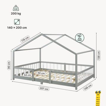Kinderbed Treviolo met uitvalbeveiliging en matras 140x200 g, Verzenden, Nieuw