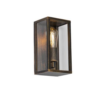 Vintage wandlamp antiek goud 26 cm IP44  - Charlois, Verzenden, Nieuw, Aluminium