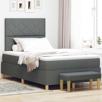 vidaXL Boxspring bed met kussen Donkergrijs 200 x 120 cm, Verzenden, Nieuw, Twijfelaar, Grijs
