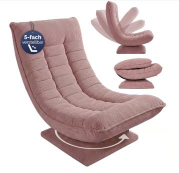 Fauteuil Aberdeen donkerroze ribstof, 5-standen verstelba..., Huis en Inrichting, Verzenden