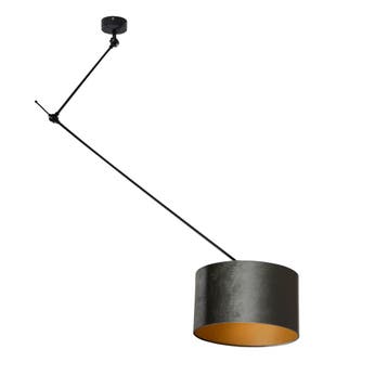 Hanglamp zwart met velours kap groen 35cm - Blitz, Verzenden, Nieuw, Classic-antique