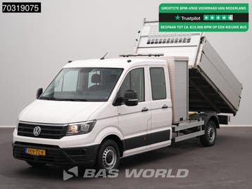 Volkswagen Crafter 140pk Kipper Dubbel Cabine met Kist Trekh, Gebruikt, Euro 6, Volkswagen, Wit