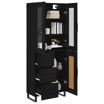 vidaXL buffetkast 2 st Zwart Eiken 69,5 x 34 x 180 cm, Minder dan 50 cm, Verzenden, Nieuw, Minder dan 100 cm