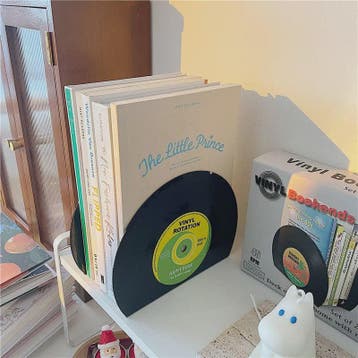 Retro Vinyl Plaat Boekensteunen - Set van 2 - Vintage Decora, Huis en Inrichting, Verzenden, Nieuw