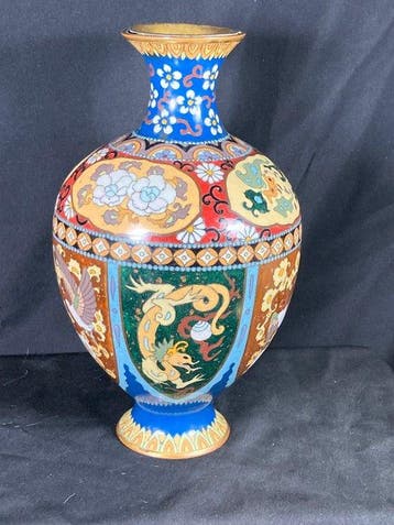 Vaas - Koper, Emaille - Japan - Meiji periode (1868-1912) -, Antiek en Kunst