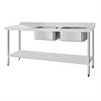 RVS spoeltafel dubbele spoelbak afdruiprek links  | 150x60cm, Verzenden, Nieuw in verpakking