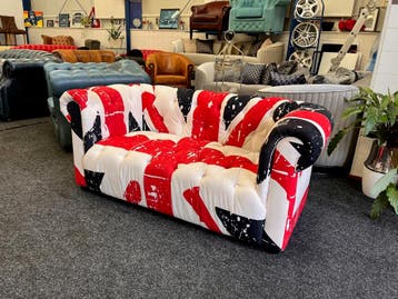 Chesterfield Maarssen !! 2 zits Union Jack Chesterfield bank, Ophalen, Gebruikt, Chesterfield, Tweepersoons