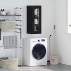 vidaXL Wandkast Zwart Eiken 34,5 x 34 x 90 cm Geengineerd, Huis en Inrichting, Kasten | Buffetkasten, Minder dan 50 cm, Verzenden