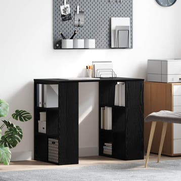 vidaXL Bureau Zwart Eiken Bewerkt hout 90 x 50 x 75 cm, Huis en Inrichting, Verzenden, Nieuw