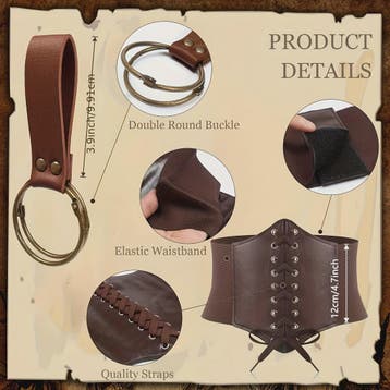 Middeleeuwse Riem Set met Corset, Pouch en Flesjes - Renaiss, Verzenden