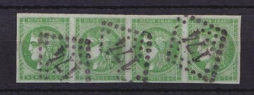 Frankrijk 1870 - Zeldzame reeks van 4 uit Bordeaux 5c, Gestempeld