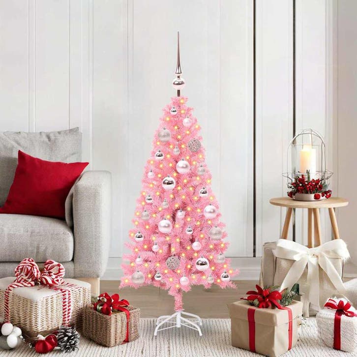 vidaXL Kerstboom Roze 120 cm PVC, Diversen, Kerst, Nieuw, Verzenden