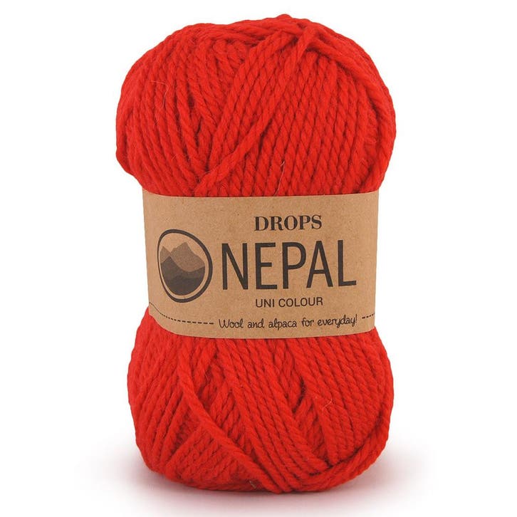 DROPS Nepal Uni Colour - 3620 rood - Wol Garen, Hobby en Vrije tijd, Breien en Haken, Ophalen of Verzenden