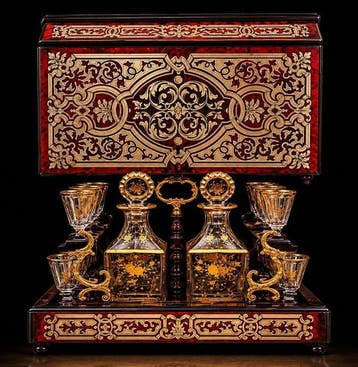 Drankkast - Hout, Boulle marquetry, Ebony, Bois noirci,