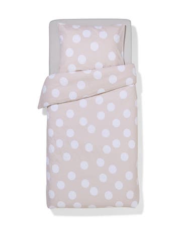 HEMA Dekbedovertrek 140x200/220cm zacht katoen stippen beige, Verzenden, Nieuw, Beige