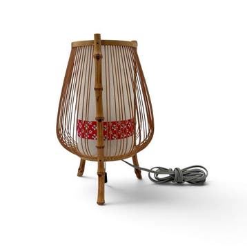 Japanse Miyabi Andon tafellamp – bamboe/hout – vintage -