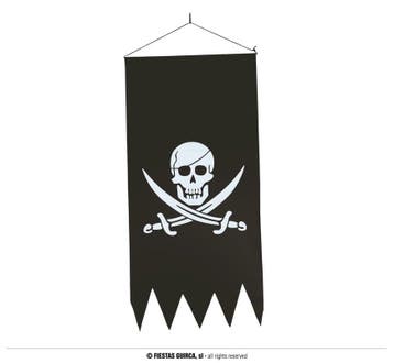 Piraten Banner Schedel & Zwaarden (40x80cm), Ophalen of Verzenden, Nieuw