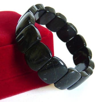 Prachtige armband van Braziliaanse zwarte toermalijn - 8 cm-