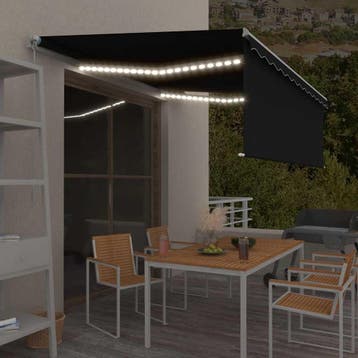 vidaXL Luifel handmatig uittrekbaar rolgordijn LED 4,5x3 m, Verzenden, Nieuw