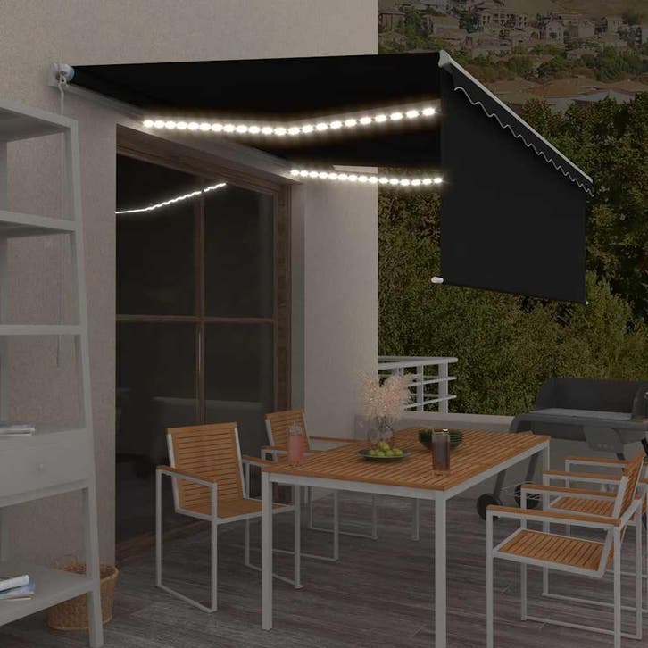 vidaXL Luifel handmatig uittrekbaar rolgordijn LED 4,5x3 m, Tuin en Terras, Zonneschermen, Nieuw, Verzenden