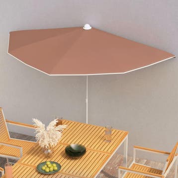 vidaXL Parasol half met paal 180x90 cm terracottakleurig, Tuin en Terras, Verzenden, Nieuw, 1 tot 2 meter